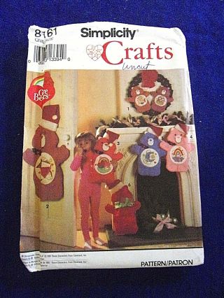Uncut Vintage Simplicity 8161 Carebear Christmas Craft Sewing Pattern
