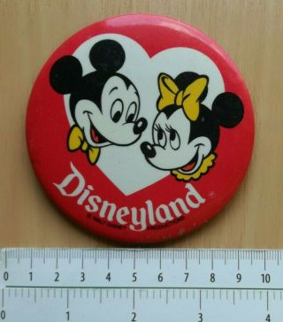 Walt Disney Disneyland Vintage Pinback Badge Pin Souvenir Mickey Minnie Mouse