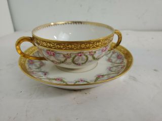 Vintage M.  Redon Limoges France Pl Tea Cup And Saucer 3h