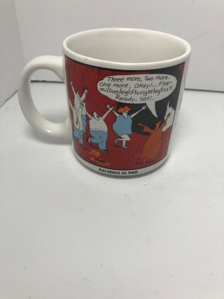 The Far Side Coffee Mug Cup Vintage 1984 Gary Larson “aerobics In Hell”
