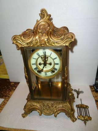 Antique - Ansonia " Zenith " Crystal Regulator Clock - Ca.  1890 - To Restore - T832 -
