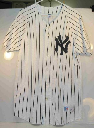 Vintage York Yankees Pinstripe Jersey Russell Athletic Size Xl Made In Usa