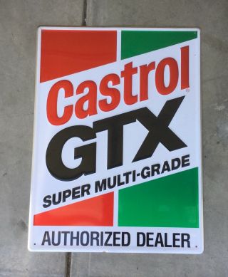 Vintage Castrol Gtx Motor Oil Authorized Dealer Embossed Metal Sign 18 " X 24 "
