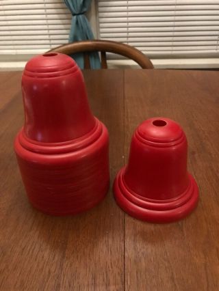 13 Vintage Christmas Red Hard Plastic 4.  5” Bell Light Covers