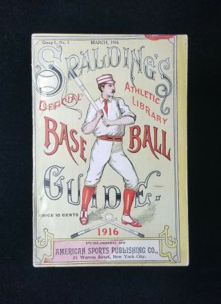 1916 Spalding Guide Antique Baseball Official Athletic Library Nm