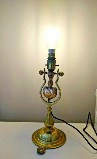 Vintage Brass & Copper Ships Gimbal Lamp Wall Or Table Light Maritime Nautical
