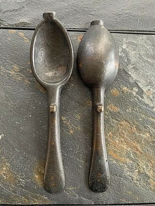 Circa 18th Century Bronze Spoon Mold For Large Pewter Spoons