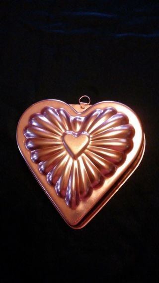 (3) Vintage Copper Aluminum Fluted and Heart Shape Jello Mold/ Decorative 3