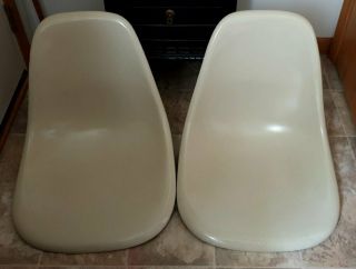 Vintage Herman Miller Fiberglass Shell Side Chair Off White (2)