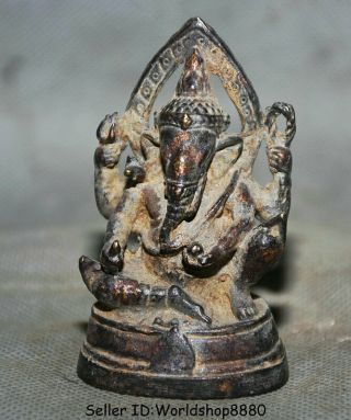 3 " Antique Tibetan Bronze 4 Arms Ganesh Lord Ganesha Elephant God Buddha Statue