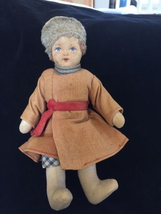 Antique 9 " Russian Stockinette Cloth Doll Cossack
