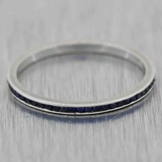 Sapphire.  25ctw Platinum Antique Art Deco Thin Eternity Wedding Band Ring