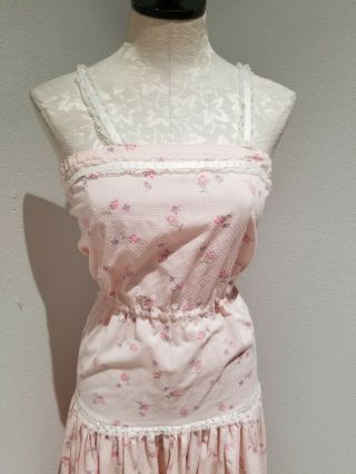 Vintage Flocked And Floral Fabric Handmade Dress baby pink Rose ' s polka dots 2
