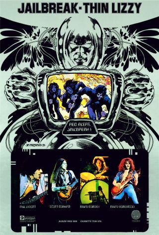 Thin Lizzy Jailbreak Poster Art 33x23 Print By Jim Fitzpatrick.  Album Cover Art