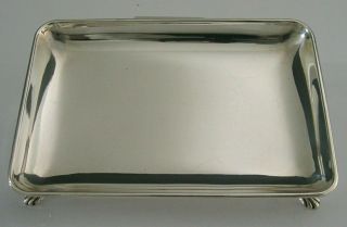 Stylish English Solid Sterling Silver Pin Dish Or Desk Tray 1961 62g