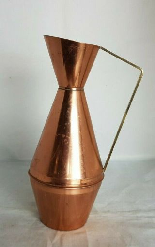 Vintage Copper And Brass Jug (height - 24 Cm)