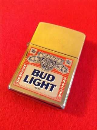 2000 Zippo Bud Light Label Budweiser Anheuser Busch High Polish Chrome Lighter