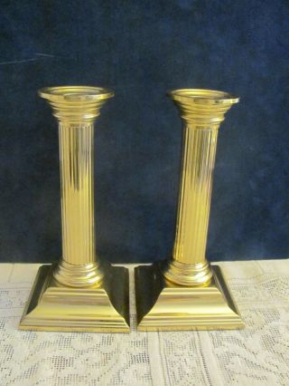 Vintage Baldwin Brass Smithsonian Column Candlestick Candle Holders 6.  5