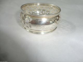 Sterling Napkin Ring Engraved Name Of Elsie,  7/8 " By 1 3/4 ",  Pierced