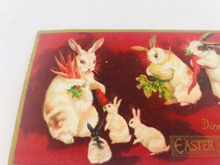 Vintage Easter Greetings Embossed Postcard Dinner Time Rabbits Bunny from 1910 2