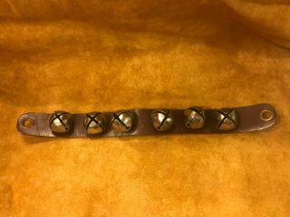 Vintage Leather Strap With 6 Sleigh Bells Approx 15”