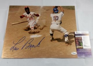 Lou Brock Signed St Louis Cardinals 11x14 Metallic Photo Hall Of Fame 85 Jsa K90