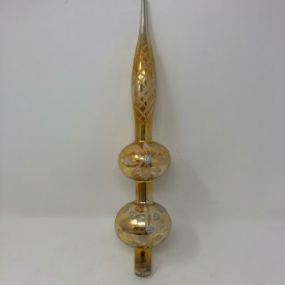 Vintage West Germany Mercury Glass Christmas Tree Topper Fancy Gold Glitter