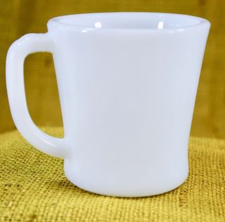 Vintage Fire King Coffee Mug - Solid White Milk Glass - D Handle