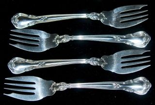 Gorham Sterling Silver 4 Salad Forks,  Chantilly Pattern,  No Monogram.  [g1]