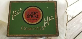 Vintage Lucky Strike Cigarettes Flat Fifties Metal Tin It 