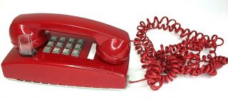 Vintage Base Corded Cortelco Red Wall Phone Telephone USA Made 255447 - VBA - 20M 2