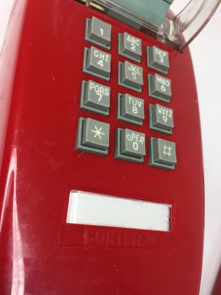 Vintage Base Corded Cortelco Red Wall Phone Telephone USA Made 255447 - VBA - 20M 3