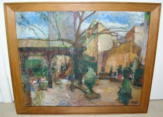 Antique Old Cityscape Modernist Oil Painting Listed Art Artist Signed Schepp