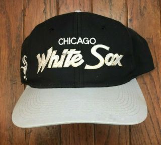 Vintage Chicago White Sox Sports Specialties Script Snapback Hat Baseball Cap