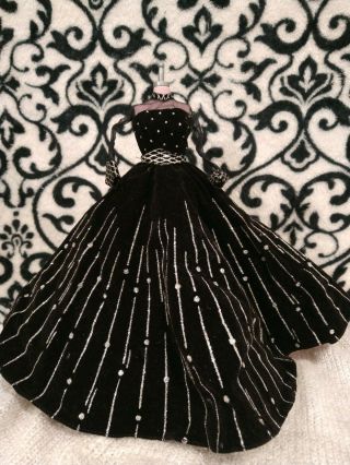 Vintage 90s Holiday Barbie Gown 1998 Black & Silver Sparkly Dress Pink Slip