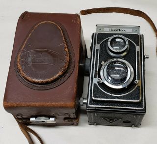 Vintage Zeiss Ikon Ikoflex Tlr Film Camera Jena Triotar 3.  5 7.  5cm 75mm Lens
