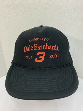 Vintage In Memory Of Dale Earnhardt 1951 - 2001 Trucker Snapback Hat Cap - Nascar