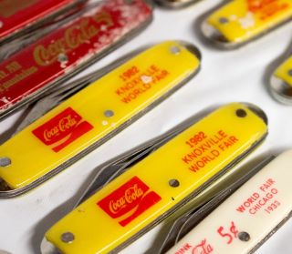 Vintage Coca - Cola Pocket Knives Worlds Faire Knoxville Chicago 1982/1933