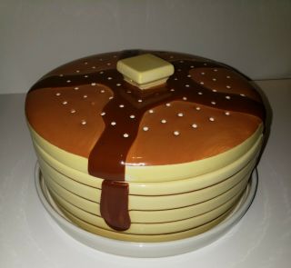 Pancake Warmer With Vented Lid Ceramic Serving Dish Vintage