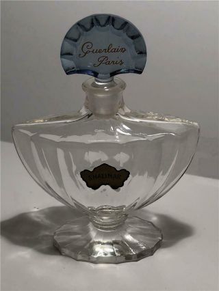 Estate Vintage Shalimar Guerlain Paris 4 Oz.  Empty Glass Perfume Bottle