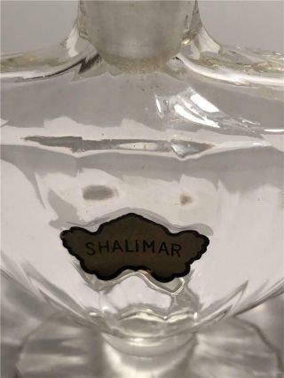Estate Vintage Shalimar Guerlain Paris 4 oz.  Empty Glass Perfume Bottle 3