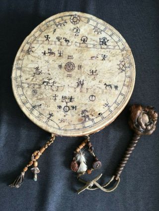 Antique Shamanic Tambourine Chukotka Chukchi North 32 Centimeters