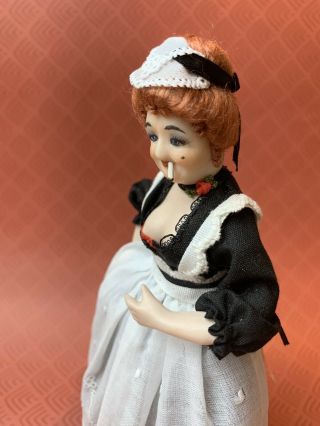 Vintage Miniature Dollhouse ARTISAN Porcelain Smoking Saloon Lady Doll Bar Maid 2