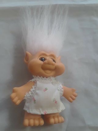 I.  T.  B Vintage Troll Doll 3.  5 Inches Tall Big Cheeks & Eyes With Pink Hair