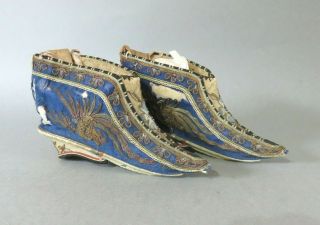 Antique Chinese Lotus Shoes Silk Embroidered Bound Feet