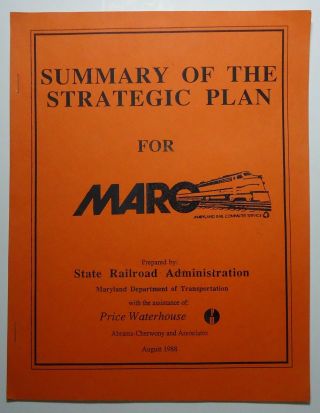 Summary Of The Stragetic Plan For Marc 1988 - By Maryland Dot & Waterhouse