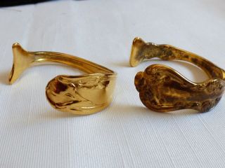 Set of 2 vintage handmade goldplated spoon cuff bracelet Holmes & Edwards Purity 2