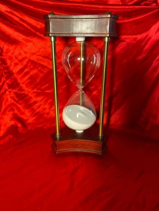 Vintage Wood & Brass Sand Hourglass Large 15  Tall One Hour Retro Timer