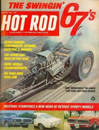 Hot Rod October 1966 Car Issue Mongoose Nhra Drag Racing Hemi Camaro Mustang