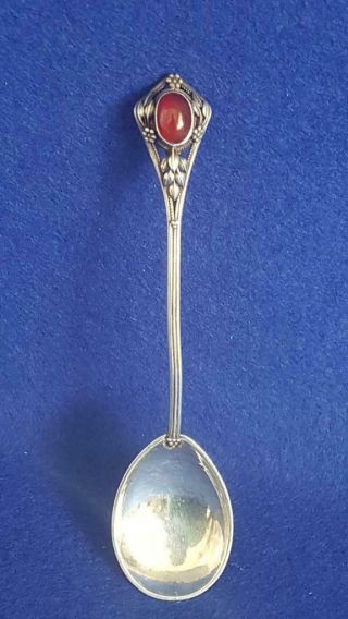 Terrific Early 20th Cent Australian Arts & Crafts Spoon W Carnelian Agate 17g